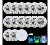 XPJBKC Posavasos LED, 15 Piezas Autoadhesivos Coasters LED de 7 Colores, 6 cm Posavasos Luminosos, Luces LED Autoadhesivas para Botellas Bar, Fiesta, Cerveza