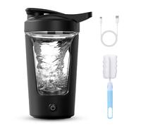 XPJBKC Shaker Electrico, Protein Shaker, Portable Blender Bottle, Botella Batidos Proteinas con Cepillo, Mezclador Proteinas para Batidos de Proteínas, Sin BPA, 450ml, Negro