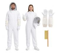 XPJBKC Traje Apicultor Profesional, XL Protección Total Traje de Protección para Abejas, Capucha Desmontable Transpirable Mono de Apicultura Unisex Hombres Mujeres Jardín Patio Trasero Rancho, Blanco
