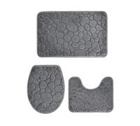 XPJYUA Alfombra baño Juego 1 Set of Solid Color Simple Bathroom Floor Mat Stone Pattern, Comfortable and Soft, Three-Piece(Light Gray)