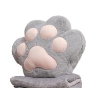 XPJYUA Almohada de Mano de Peluche Almohada de Pata Oso y Gato 34/40 cm con Dos Agujeros, Manta Franela, Peluche Colorido(Grey Pink,34cm Without Blanket)