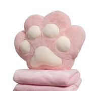XPJYUA Almohada de Mano de Peluche Almohada de Pata Oso y Gato 34/40 cm con Dos Agujeros, Manta Franela, Peluche Colorido(Pink,40cm with Blanket)