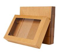 XPJYUA Cajas de panadería con ventana transparente Caja de papel Kraft desechable for Picnic, ventana transparente, recipiente for comida, pastel fruta, dulces, 2/4/6 Uds(L,6pcs)