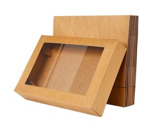 XPJYUA Cajas de panadería con ventana transparente Caja de papel Kraft desechable for Picnic, ventana transparente, recipiente for comida, pastel fruta, dulces, 2/4/6 Uds(L,2pcs)