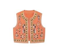XPJYUA Chaleco Bordado para Mujer Cárdigans Chalecos for mujer Chaleco bordado sin mangas recortado for for Top Abrigos cortos de otoño(S)