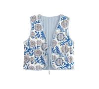 XPJYUA Chaleco Bordado para Mujer Chaleco acolchado sin mangas con estampado floral y retales for mujer, chaleco cordones for(Color3,L)