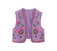 XPJYUA Chaleco Bordado para Mujer Mujer Vintage Floral bordado abierto chaleco señoras chaqueta trajes Casual(Color10,M)