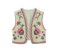 XPJYUA Chaleco Bordado para Mujer Mujer Vintage Floral bordado abierto chaleco señoras chaqueta trajes Casual(Color7,XL)