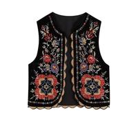XPJYUA Chaleco Bordado para Mujer Otoño mujer casual versátil encaje bordado(S)