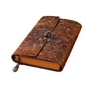 XPJYUA Diario De Viaje Cuaderno Bloc de notas Vintage con cerradura, capa superior cuero vaca, minutos reunión trabajo, cuaderno suave, diario estudio for estudiantes, papelería(Color3)