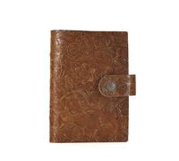 XPJYUA Diario De Viaje Cuaderno Planificador de anillos regulares cuero vaca, cubierta negocios, cuaderno, Bloc notas Retro, carpeta, diario viaje(Light Brown,A9 Size with 3 Hole)