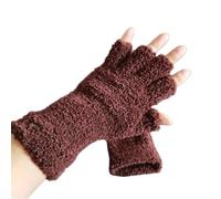 XPJYUA Guantes Sin Dedos Mujer 1 par de Guantes sin Dedos Medio Dedo for Hombre y Mujer, Invierno cálidos Color sólido Tejidos con, Manoplas Felpa Terciopelo for Exteriores(A-Coffee)