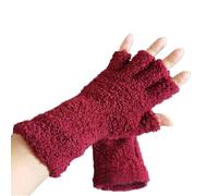 XPJYUA Guantes Sin Dedos Mujer 1 par de Guantes sin Dedos Medio Dedo for Hombre y Mujer, Invierno cálidos Color sólido Tejidos con, Manoplas Felpa Terciopelo for Exteriores(A-Red1)