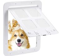 XPJYUA Puerta para Mascotas Puerta corrediza de Seguridad automática for Mascotas con mosquitera y Solapa magnética for Puertas Coche, 4 cerraduras(White,37X43cm)