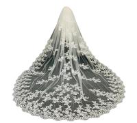 XPJYUA Velo de novia largo Velo de novia largo catedral, velo encaje, ancho, una capa, peine metal(500cm)