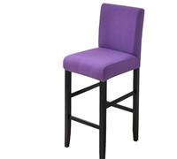 XPJYUA Waterproof Bar Stool Covers Stretch Short Back Counter Height Chairs for Kitchen Dining Room Cafe Furniture Funda Taburete de Bar(Purple)