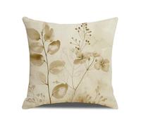 xpkvdsq Funda De Cojin 40x40cm Hojas Marrones Funda de Almohada del Sofá Decorativas con Cremallera Invisible Tejido Lino, Lavable Antiácaros Transpirable Hipoalergénico para Cama y Silla