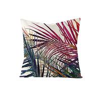 xpkvdsq Funda De Cojin 40x40cm Hojas Tropicales Funda de Almohada del Sofá Decorativas con Cremallera Invisible Tejido Lino, Lavable Antiácaros Transpirable Hipoalergénico para Cama y Silla