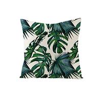 xpkvdsq Funda De Cojin 40x40cm Hojas Tropicales Lino Tejido,Fundas de cojín Decorativas Suaves y Transpirables para Sofá,Dormitorio y Sala de Estar,con Cremallera Oculta
