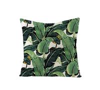 xpkvdsq Funda De Cojin 40x40cm Hojas Tropicales Lino Tejido,Fundas de cojín Decorativas Suaves y Transpirables para Sofá,Dormitorio y Sala de Estar,con Cremallera Oculta