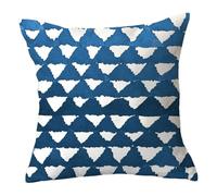 xpkvdsq Funda De Cojin 45x45cm Geometría Azul Funda de Almohada del Sofá Decorativas con Cremallera Invisible Tejido Lino, Lavable Antiácaros Transpirable Hipoalergénico para Cama y Silla
