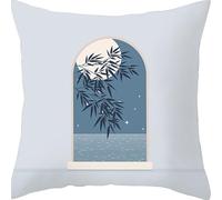 xpkvdsq Funda De Cojin 45x45cm Hojas Abstractas Azules Lino Tejido,Fundas de cojín Decorativas Suaves y Transpirables para Sofá,Dormitorio y Sala de Estar,con Cremallera Oculta