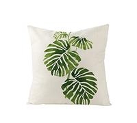 xpkvdsq Funda De Cojin 45x45cm Hojas Tropicales Funda de Almohada del Sofá Decorativas con Cremallera Invisible Tejido Lino, Lavable Antiácaros Transpirable Hipoalergénico para Cama y Silla