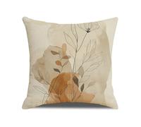 xpkvdsq Funda De Cojin 50x50cm Hojas Marrones Funda de Almohada del Sofá Decorativas con Cremallera Invisible Tejido Lino, Lavable Antiácaros Transpirable Hipoalergénico para Cama y Silla