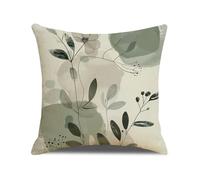 xpkvdsq Funda De Cojin 50x50cm Hojas Verdes Funda de Almohada del Sofá Decorativas con Cremallera Invisible Tejido Lino, Lavable Antiácaros Transpirable Hipoalergénico para Cama y Silla