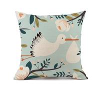 xpkvdsq Funda De Cojin 50x50cm Plantas Blancas Retro Fundas de Cojines Decorativos Cuadradas para Sofa para Sala de Estar Jardín Coche,con Cremallera Oculta,Suave y Lavable,no con Relleno Incluido