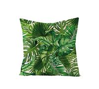 xpkvdsq Funda De Cojin 70x70cm Hojas Tropicales Lino Tejido,Fundas de cojín Decorativas Suaves y Transpirables para Sofá,Dormitorio y Sala de Estar,con Cremallera Oculta
