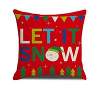 xpkvdsq Fundas Cojines 40x40cm Copos Nieve Muñecos Nieve Funda de Almohada del Sofá Decorativas con Cremallera Invisible Tejido Lino, Lavable Antiácaros Transpirable Hipoalergénico para Cama y Silla