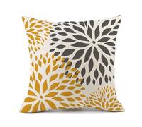xpkvdsq Fundas Cojines 40x40cm Flores Grises Amarillas Funda de Almohada del Sofá Decorativas con Cremallera Invisible Tejido Lino, Lavable Antiácaros Transpirable Hipoalergénico para Cama y Silla