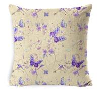 xpkvdsq Fundas Cojines 40x40cm Mariposa Púrpura Funda de Almohada del Sofá Decorativas con Cremallera Invisible Tejido Lino, Lavable Antiácaros Transpirable Hipoalergénico para Cama y Silla
