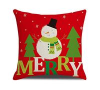 xpkvdsq Fundas Cojines 45x45cm Árbol Navidad Snowman Funda de Almohada del Sofá Decorativas con Cremallera Invisible Tejido Lino, Lavable Antiácaros Transpirable Hipoalergénico para Cama y Silla