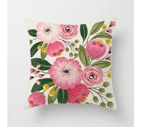 xpkvdsq Fundas Cojines 45x45cm Flores Frescas Rurales Funda de Almohada del Sofá Decorativas con Cremallera Invisible Tejido Lino, Lavable Antiácaros Transpirable Hipoalergénico para Cama y Silla