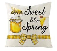 xpkvdsq Fundas Cojines 80x80cm Abeja Fundas de Cojines Decorativos Cuadradas para Sofa para Sala de Estar Jardín Coche,con Cremallera Oculta,Suave y Lavable,no con Relleno Incluido