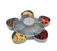 Xplateaux Divisés Rotatifs Pour Légumes, Fruits, Noix, Apéritifs, Assiette De Service Avec Couvercle, Cuisine, Salle À Manger, Salon, Pique-nique, Jardin, Barbacoa, Camping, Boîte À Compartiments De 9