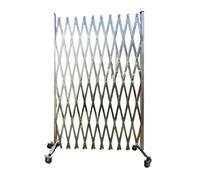 XPLKQXE Barrera Extensible De Acero Inoxidable, Barrera De Seguridad Portátil Con Ruedas, Puerta De Seguridad Plegable Móvil, Valla Temporal Ajustable(1.5x2.5m(59.1x98.4in))