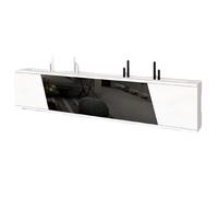 XPLKQXE Caja De Almacenamiento para Router Pared, Organizador De Cables De Vidrio PMMA, Ocultador De Router Pino Macizo, Mueble Multimedia con Puertas Deslizantes(Blanco,120x10.8x20.8cm)