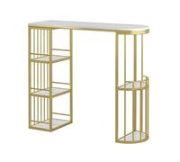 XPLKQXE Mesa Centro/Consola Hierro, Mesa Moderna para El Pasillo, Mesa Auxiliar 3 Niveles, Almacenamiento con Estantes Abiertos(Gold,120x40x105cm)