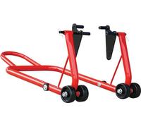 Xplorer Soporte trasero universal plegable de acero para motocicleta, color rojo, soporte de mantenimiento y almacenamiento, diseño engomado que ahorra espacio y es resistente a los arañazos