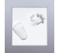 Xplorys 130012 Happy Hands 3d Deluxe Silver Picture Frame Set Para La Mano O El Pie Del Bebé, Plata, 23x23 cm