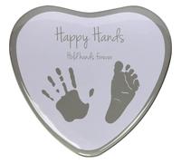 Xplorys Happy Hands - Set de modelaje, diseño de corazón, color plateado - Set de modelado e impresión para huellas de mano y pie Plata, Manualidades Su primer juguete
