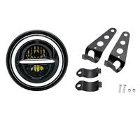 XPNSDU faro led para motocicleta Faro delantero para motocicleta DOT SAE E9 de 7 pulgadas y 50 W con ojo angular y señal de giro DRL, carcasa de faro LED tipo cubo(Black with Bracket)