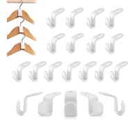 XPOOS 20 Piezas Gancho De Conexión De Percha De Plástico, Blanco Ganchos De Conector De Percha Mini Ganchos para Perchas Ahorro De Espacio para Armario