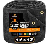 Xpose Safety Lona de Malla Resistente, Cubierta Protectora Negra Multiusos de 10 x 12 pies, con Flujo de Aire, Uso para amarres, Sombra, Vallas, toldos, Camiones volquetes, Resistente a desgarros
