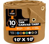 Xpose Safety Lona de Polietileno Marrón de 10 Onzas, Resistente al Agua con Ojales de Latón, Multiusos para Exterior, 10 x 10