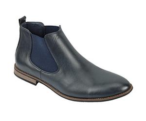 Xposed Nuevos zapatos de cuero para hombre estilo Italia Vendimia Chelsea Botas Casual Dealer [UK 10 EU 44, Marina-Cuero PU]