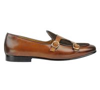 Xposed Zapatos Doble De La Vendimia Hebilla Real Cuero De Los Hombres De Cuero De Gamuza 2 Tone Resbalón En Los Holgazanes De Negro, Tan [Hy48-A167-Brown-39]